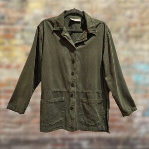 Dress Barn Tencel/Cotton Olive Green Button Down Shirt